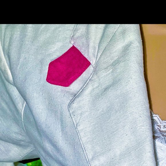 ▪️VTG▪️HARVE BENARD▪️1980's White Color Block Paneled Linen Blazer Jacket - Picture 4 of 10